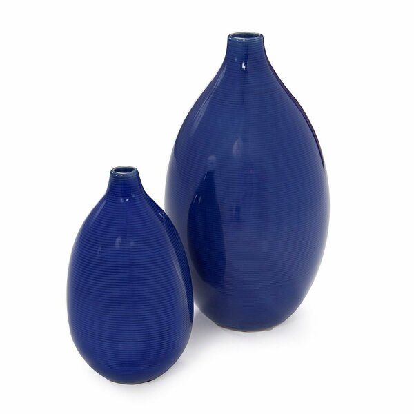 Howard Elliott Cobalt Blue Glaze Ceramic Vases - set Of 2 34052